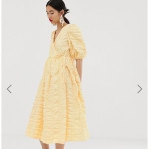 ASOS WHITE wrap textured smock dress